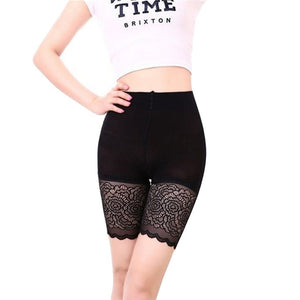 Women Safety Shorts Pants Seamless Nylon High Waist Lace Panties Seamless Anti Emptied Boyshorts Pants Girls Slimming Underwear