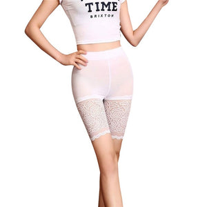 Women Safety Shorts Pants Seamless Nylon High Waist Lace Panties Seamless Anti Emptied Boyshorts Pants Girls Slimming Underwear