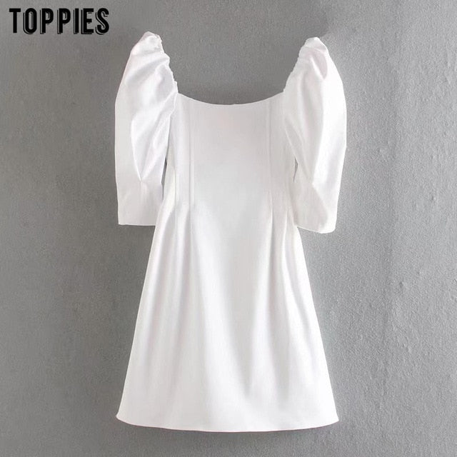 Toppies sexy mini dress women summer slim party dress short sleeve sqaure collars ladies elegant vestidso