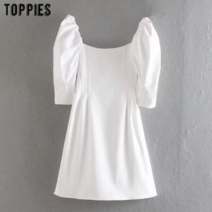 Toppies sexy mini dress women summer slim party dress short sleeve sqaure collars ladies elegant vestidso