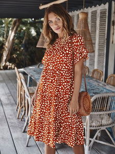 Chifirena Short-Sleeve Sexy Summer Women Dress Belt Ruffles Hem Vestido O Neck Beach Boho Striped Elegant Party Mini Red Dress
