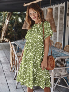 Chifirena Short-Sleeve Sexy Summer Women Dress Belt Ruffles Hem Vestido O Neck Beach Boho Striped Elegant Party Mini Red Dress