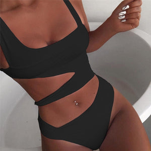 Swimwear Women One Piece Swimsuit Push Up Sexy Thong Bikini 2020 Hollow Out Bathing Suit Backless Solid White Mayo