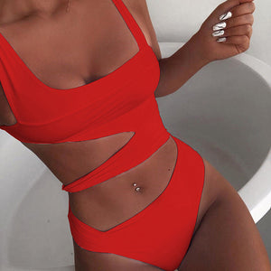 Swimwear Women One Piece Swimsuit Push Up Sexy Thong Bikini 2020 Hollow Out Bathing Suit Backless Solid White Mayo