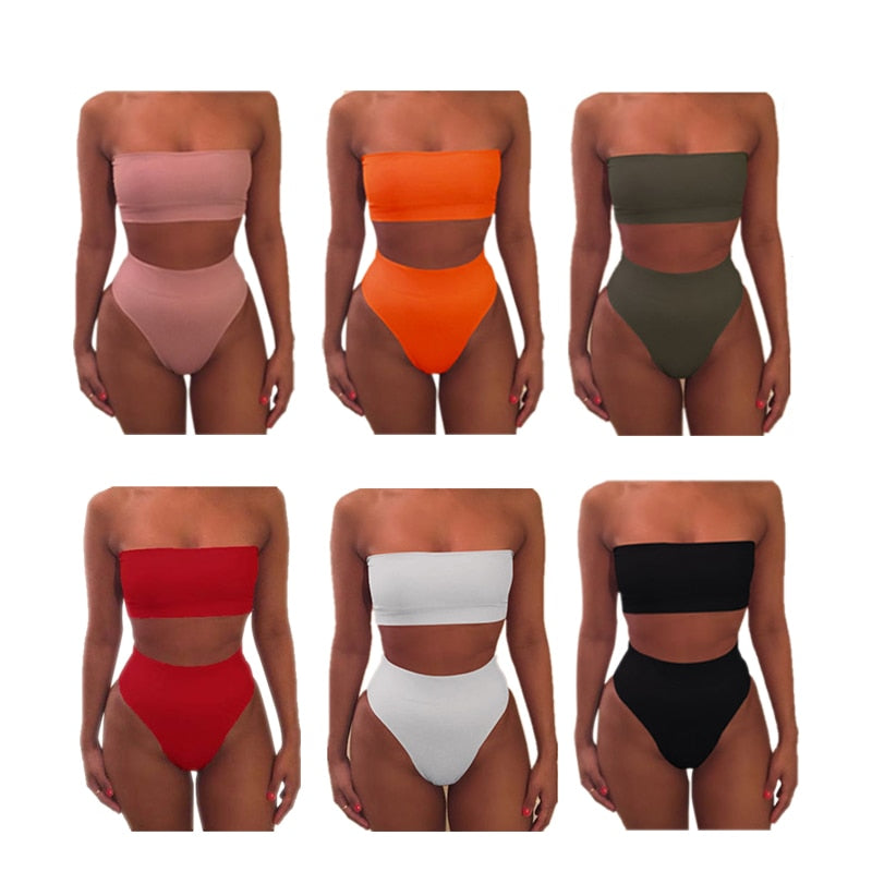 Swimwear Bikinis Sexy Biquini Swim Suit Set Off Bandage Swimsuit Female Beachwear Swimming Bikini Women Pluz Size Tube top