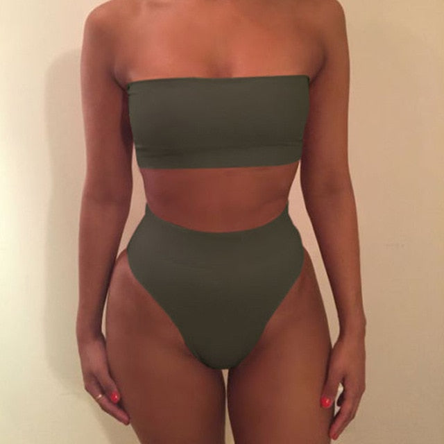 Swimwear Bikinis Sexy Biquini Swim Suit Set Off Bandage Swimsuit Female Beachwear Swimming Bikini Women Pluz Size Tube top
