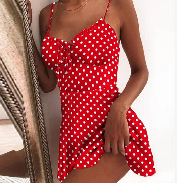 Summer Tie Front V Neck Elegant Sexy Floral Print Mini Dress Women Off Shoulder Ruffle Party Dress Femme Backless A-Line Dresses