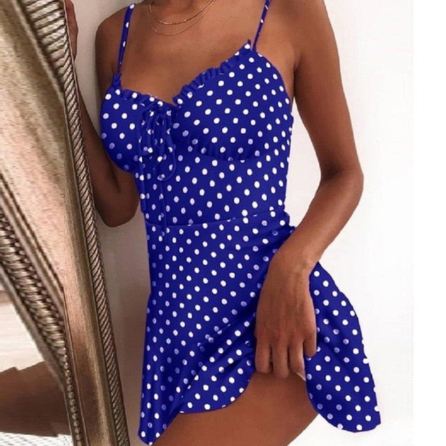 Summer Tie Front V Neck Elegant Sexy Floral Print Mini Dress Women Off Shoulder Ruffle Party Dress Femme Backless A-Line Dresses