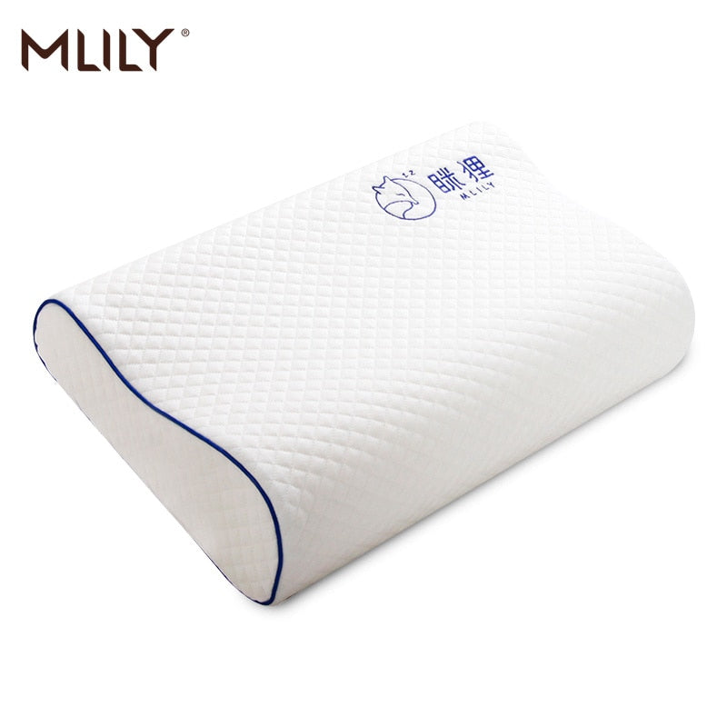 Mlily Memory Foam Bed Orthopedic Pillow for Neck Pain Sleeping with Embroidered Pillowcase 60*30cm
