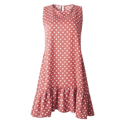 Polka Dot Dress Ruffle Women 2020 Summer Street Sexy Casual Slim Thin Beach Party O Neck Mini Sleeveless Dress Vestidos