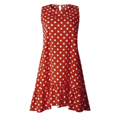 Polka Dot Dress Ruffle Women 2020 Summer Street Sexy Casual Slim Thin Beach Party O Neck Mini Sleeveless Dress Vestidos