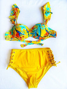 [MARINE] set Bikini, bra cup classical with stamping floral and high panty, detail bass strings crusades, bikini 2020