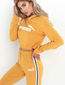 Tracksuit 2 pieces women set hoodies crop top sweatshirt + side stripe pants hooded 2 piece sets women clothing suits female