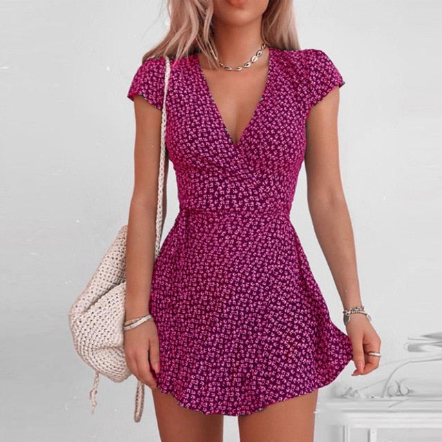 Elegant Floral Print Ruffle Straps Dress Women Summer Off Shoulder Sleeveless Mini Dress Sexy Slim Bodycon Party Dress Vestidos