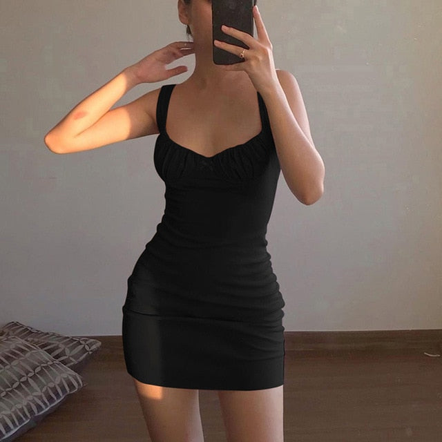 Lusofie Bodycon dress 2020 Summer Dresses for Women Party Club Sexy Dress for Woman Sleeveless Slim White dress Solid Streetwear